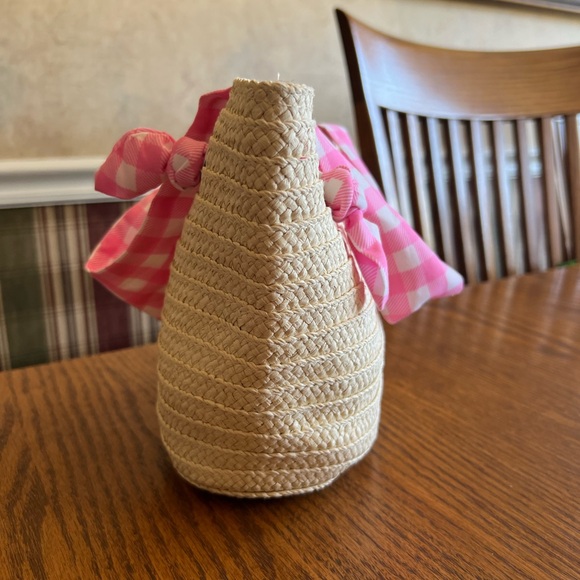 🐣Jessica Simpson Pink and Cream Woven mini tote Adult Easter Basket idea. NEW - Picture 8 of 13